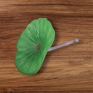 Unbranded Art Glass Flower Sculpture Green Excellent Hand Blown Lily